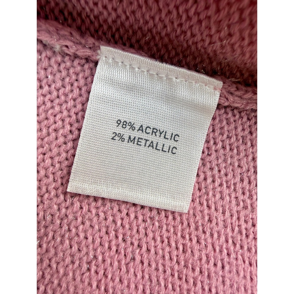 Nordstrom Pink Beaded Floral Cardigan Sweater Metallic Shimmer Rhinestone Large - Picture 8 of 17